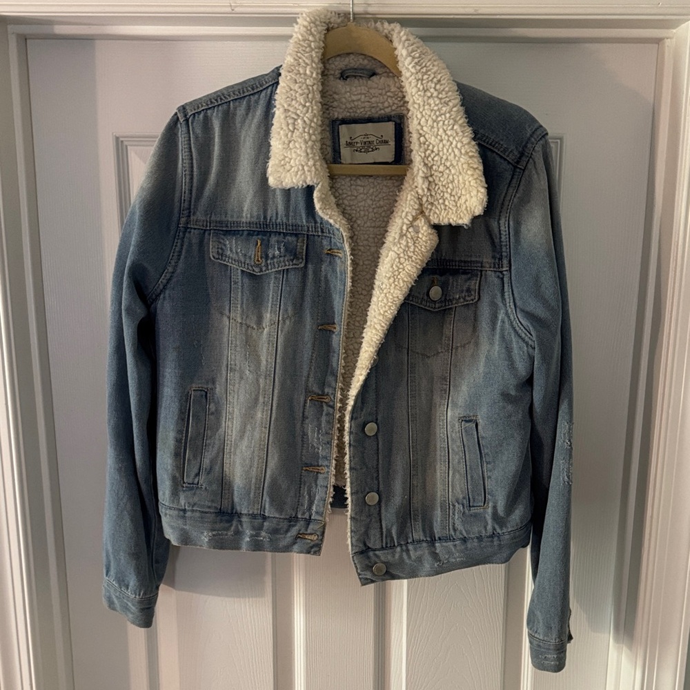 Blue Denim Sherpa Jacket